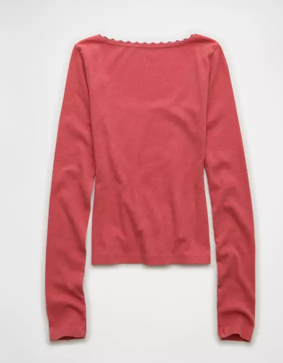 AE Lace-Trim Long Sleeve T-Shirt - Image 4