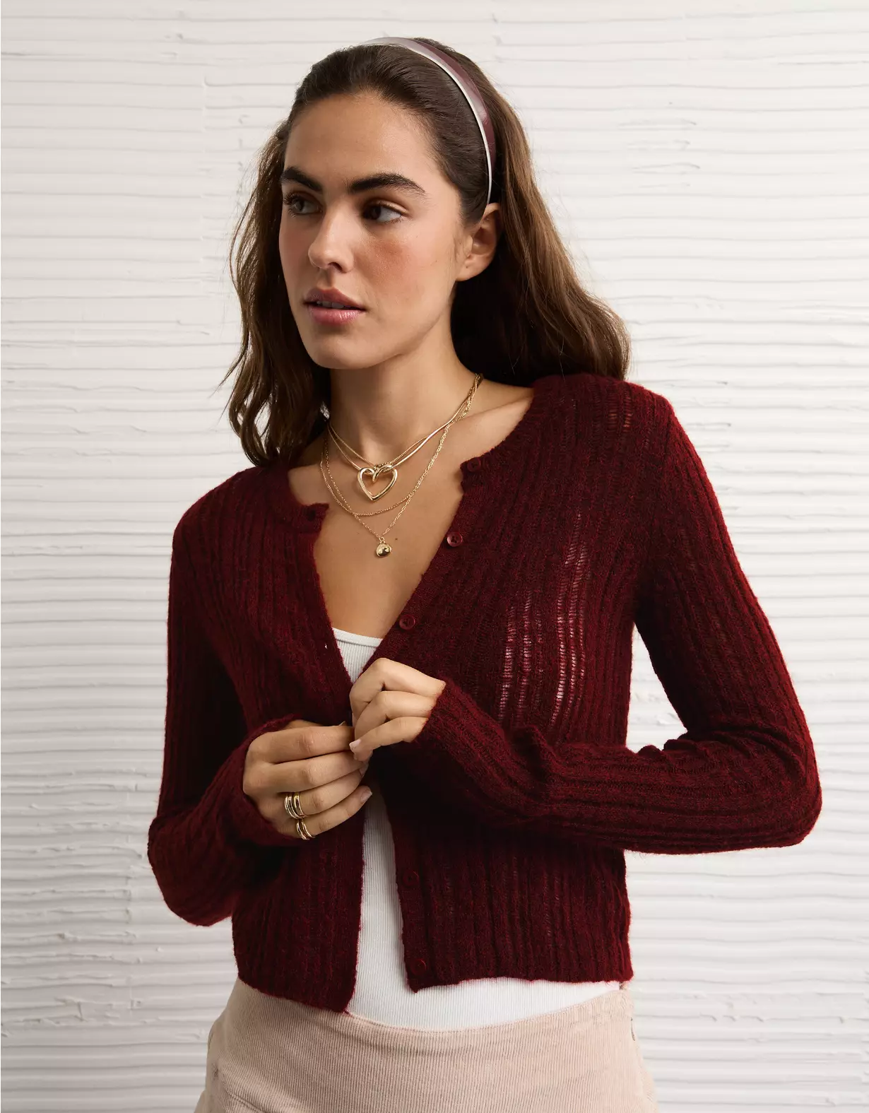 AE Fitted Crew Neck Cardigan