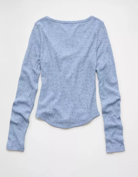 AE Waffle Long Sleeve Button-Up Tee - Image 4